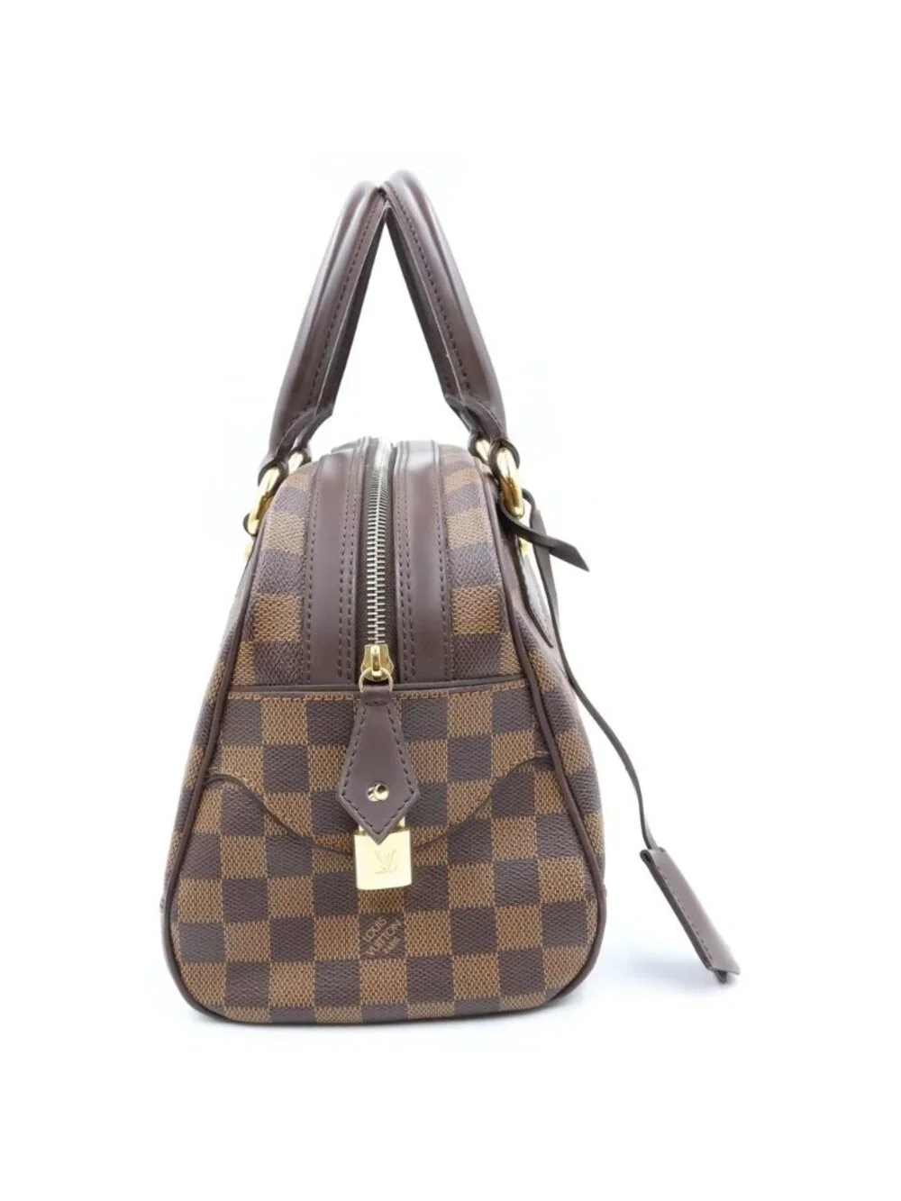 Louis Vuitton Damier Duomo Boston Bag Brown Leather Gold